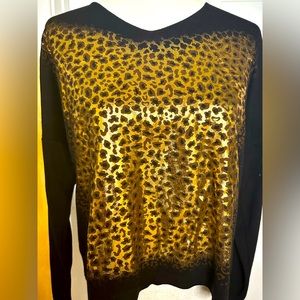 NWT Gigi Moda Sweater Black Gold Metallic Long Sleeve Size Small made in Italy